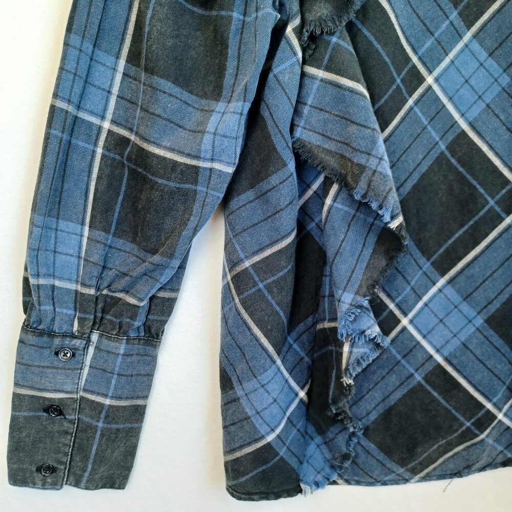 Maison Cinqcent Shirt Plaid Cotton Ruffle Detail Western Top Womens Large - Picture 5 of 8